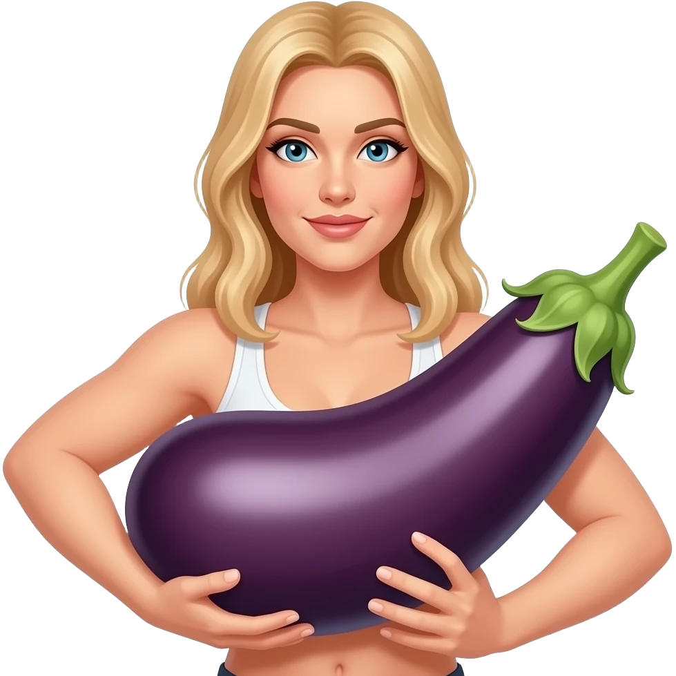 naked athletic blonde woman big tits humping eggplant emoji