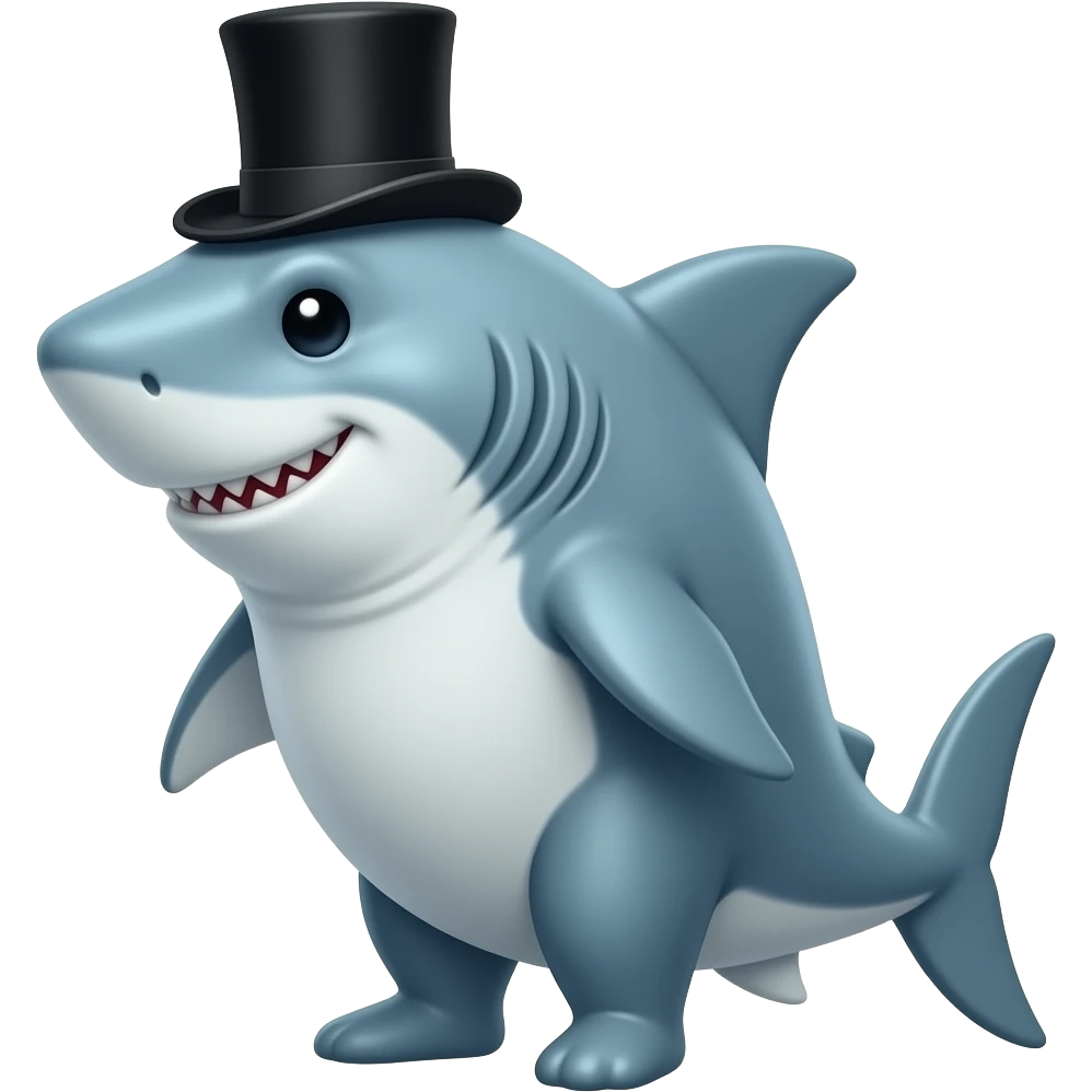 Shark with a top hat emoji
