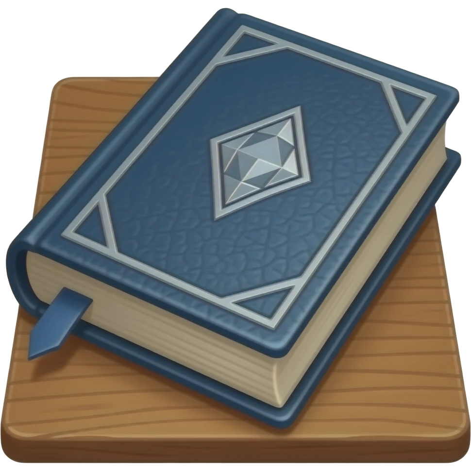 dark blue spell book with four point diamond on cover emoji