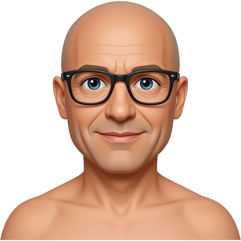 Stanley tucci bald and naked with glasses emoji