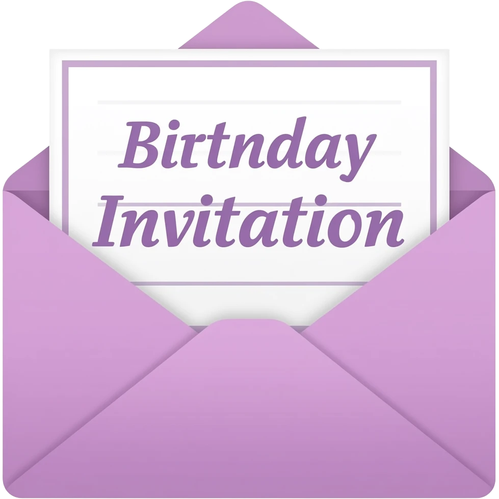 pink purple birthday invitation letter soft paster colour emoji