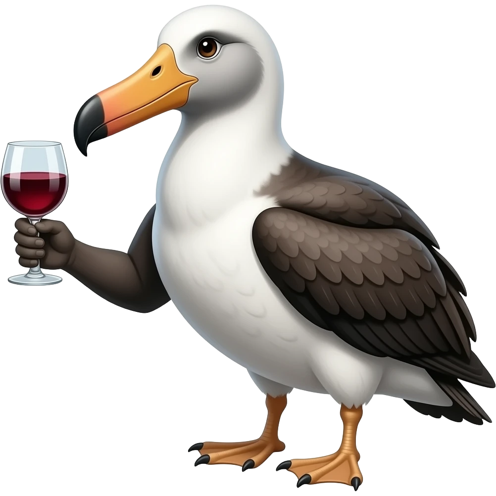 Albatross holding a glass of wine emoji
