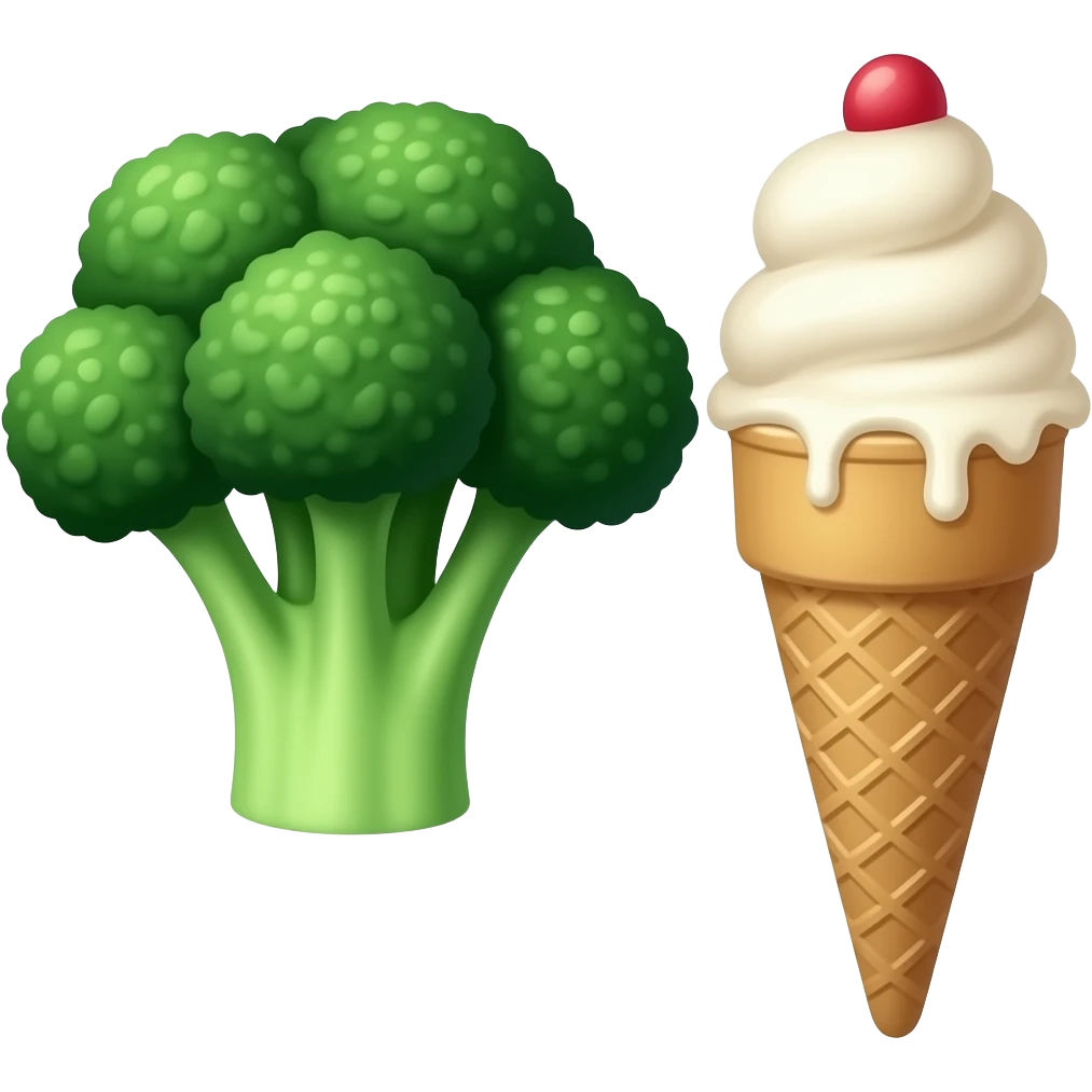 Broccoli and ice cream emoji