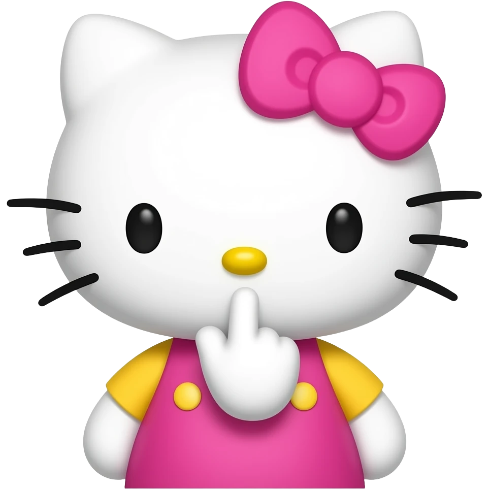 pink Hello Kitty is giving the middle finger (fuck) emoji