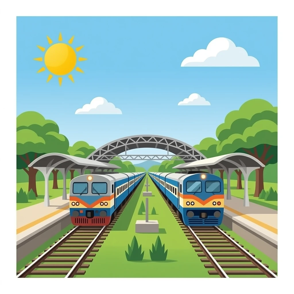 Indian Train station with indian trains emoji