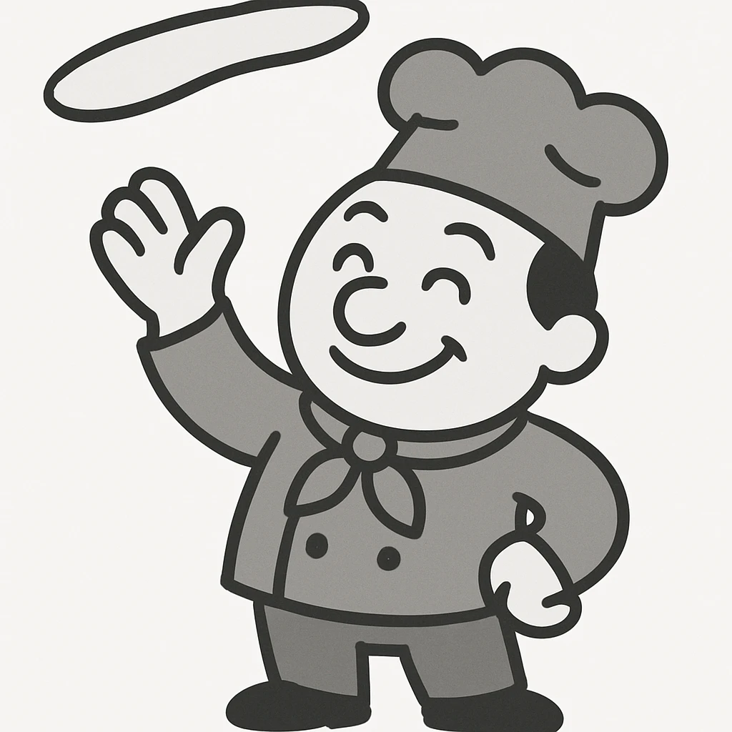 smiling Italian chef spinning pizza dough emoji