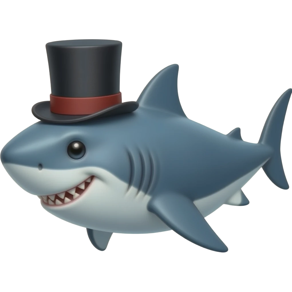 Shark with a top hat emoji