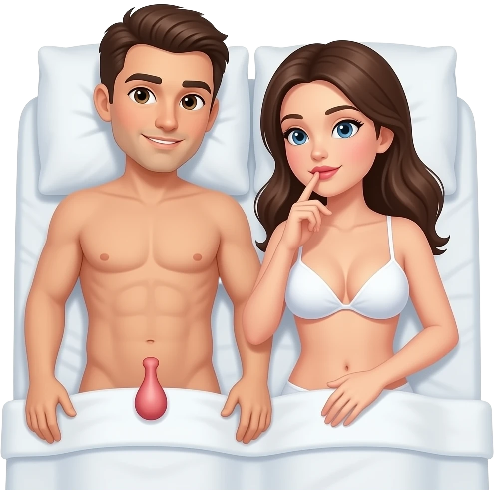 2 people having sex with all genitals visable and both are in a bed naked and the man had a penis visable and the womans boobs are viable emoji