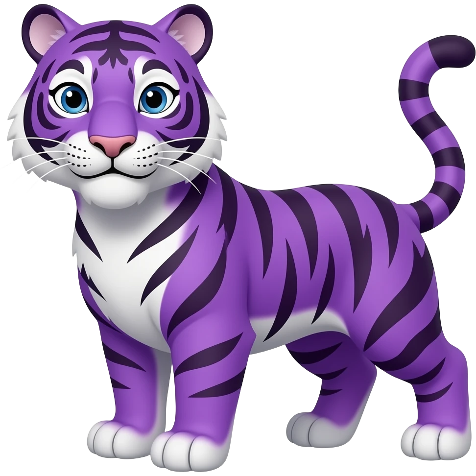 purple tiger cartoon 2d emoji