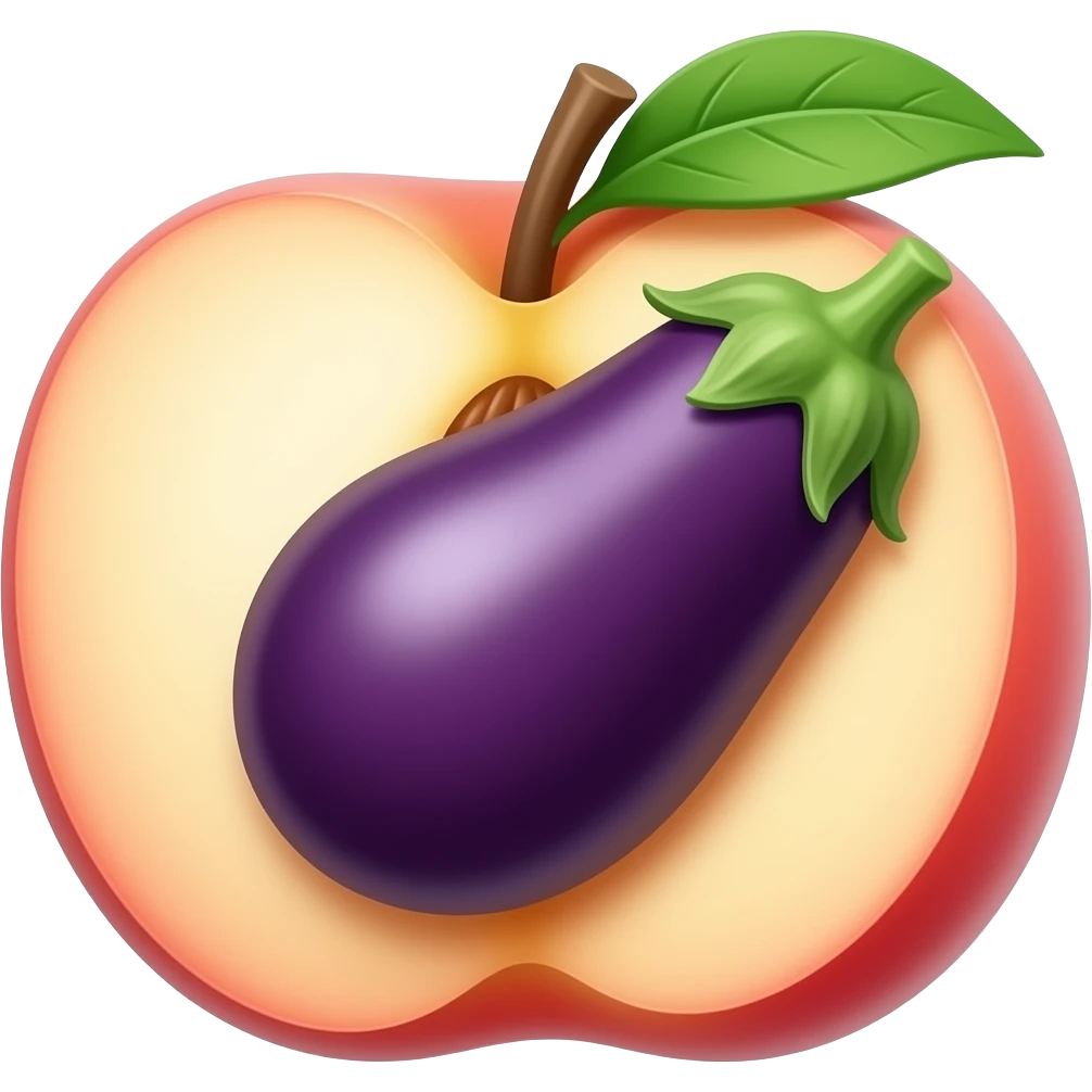 Eggplant going in peach emoji