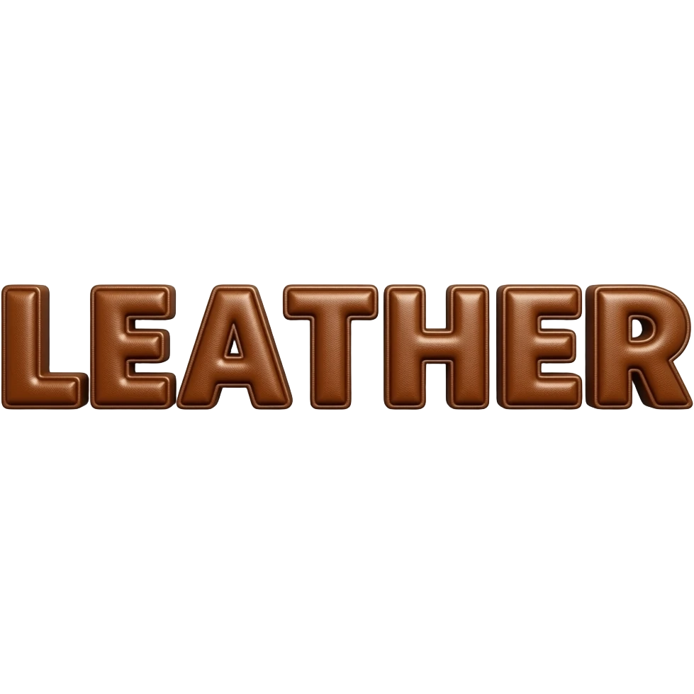 3D letters of the word LEATHER in the style of the leather and texture material. just on one row. Needs to look like real leather emoji