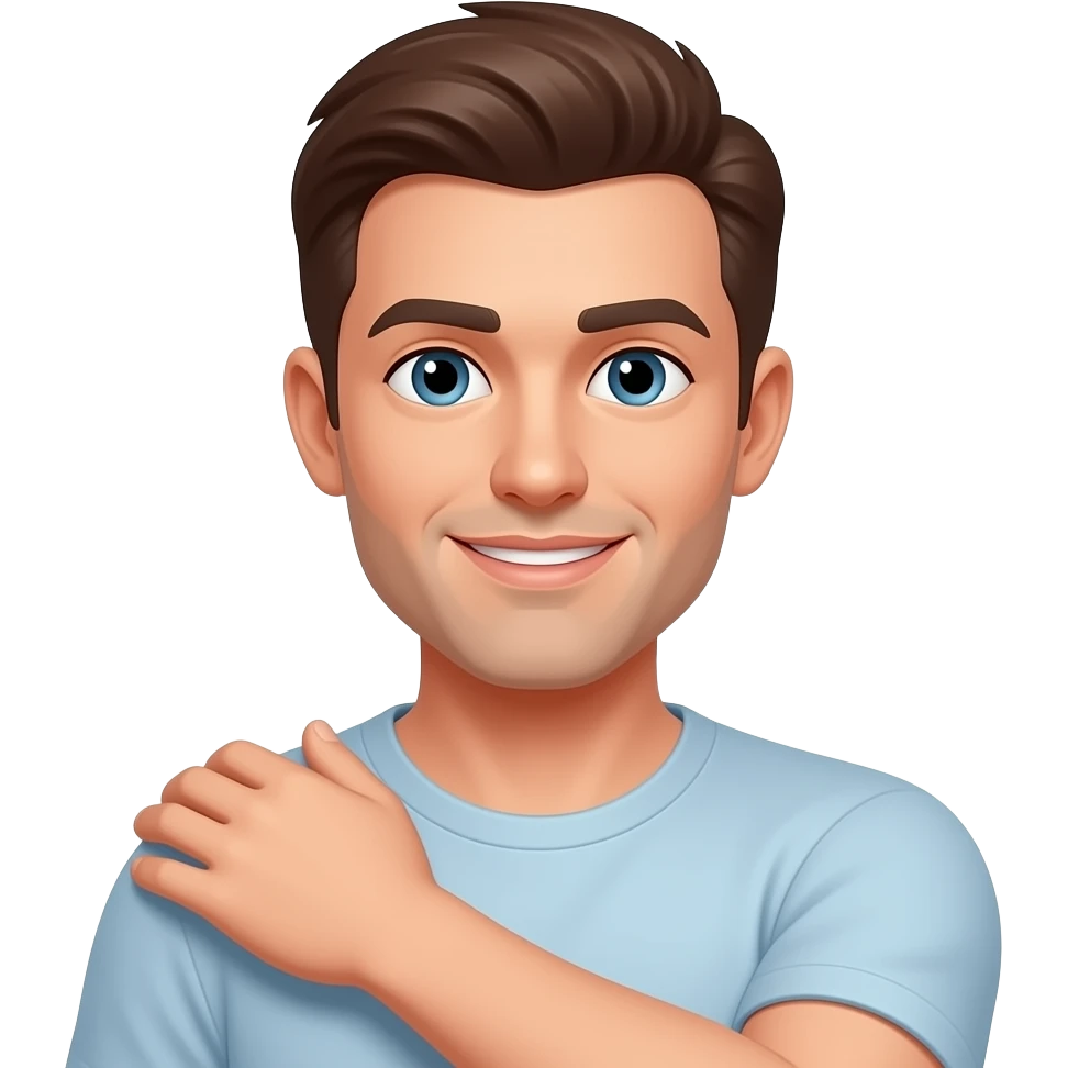 man touching his right shoulder with his right hand emoji