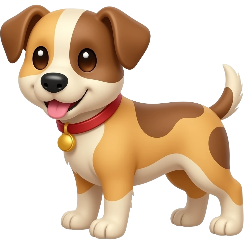 Cartoon dog and word that says dog emoji