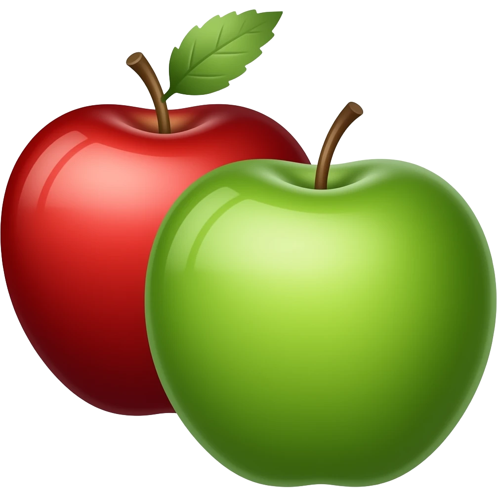 create one red apple and one green apple emoji