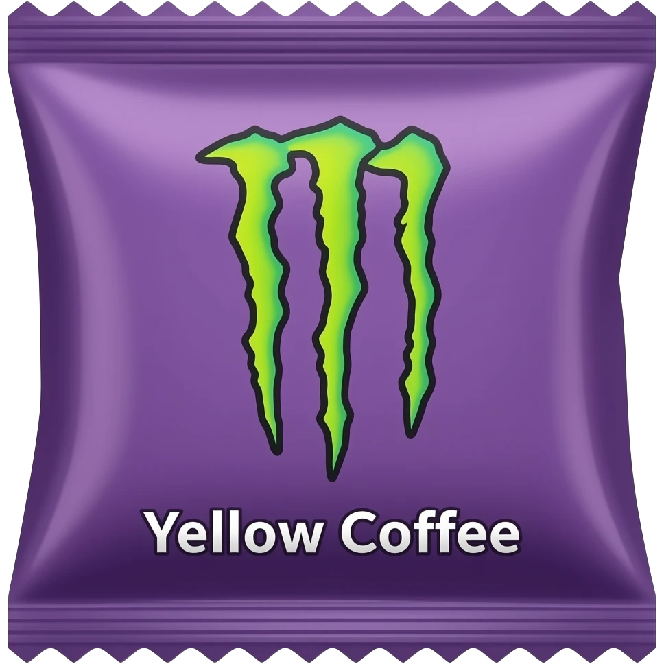 Monster Energy's packet of yellow coffee in Yellow Monster Energy's change it to purple emoji