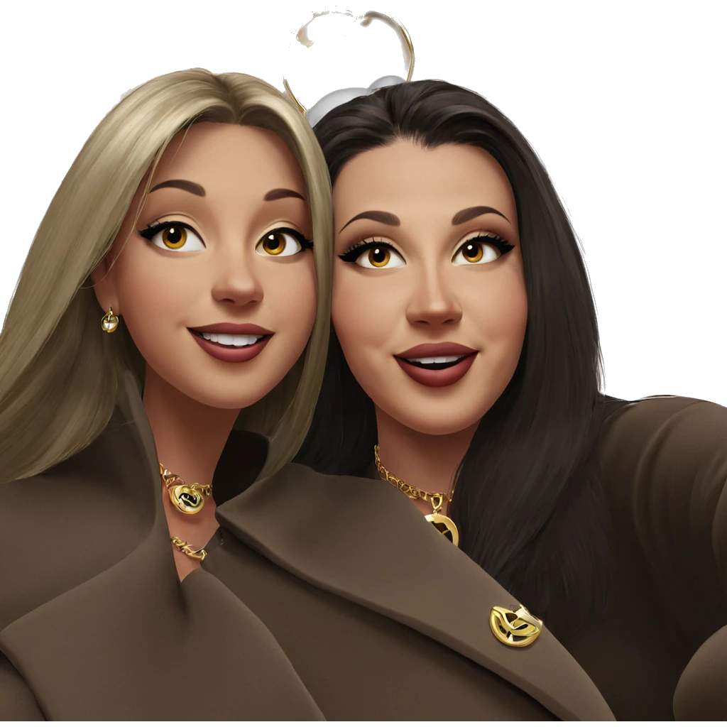 smiling girls with jewelry emoji