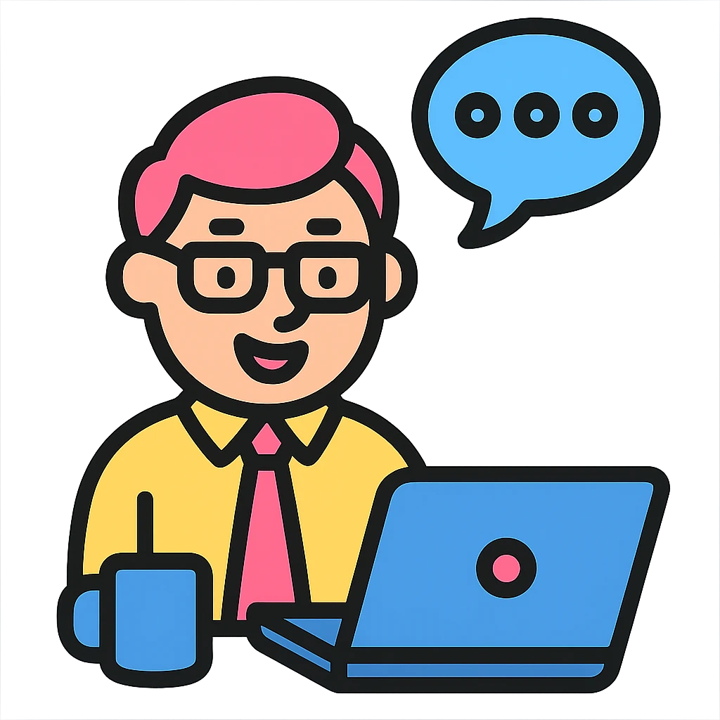 Add a laptop to the meeting office worker, keep the original style and transparent background. emoji
