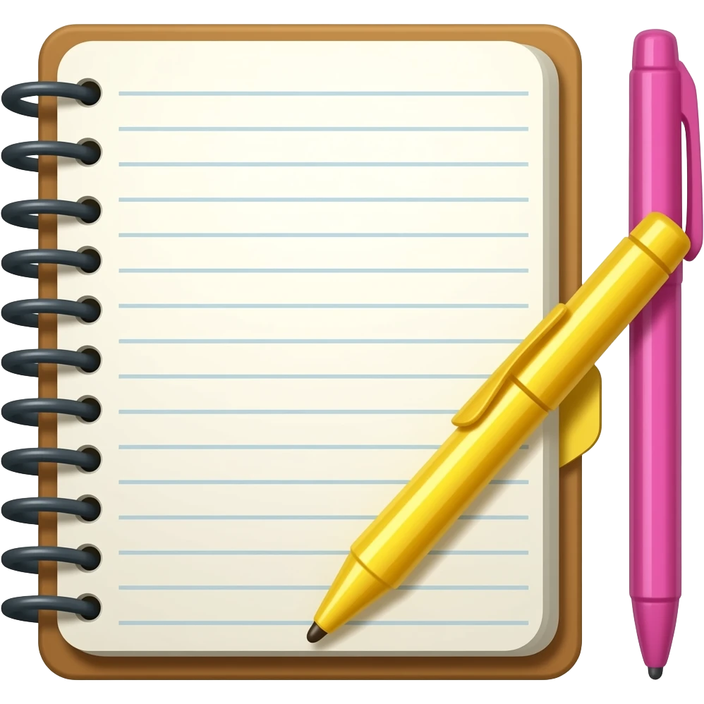 notas con boligrafos amarrillo con fuscia emoji