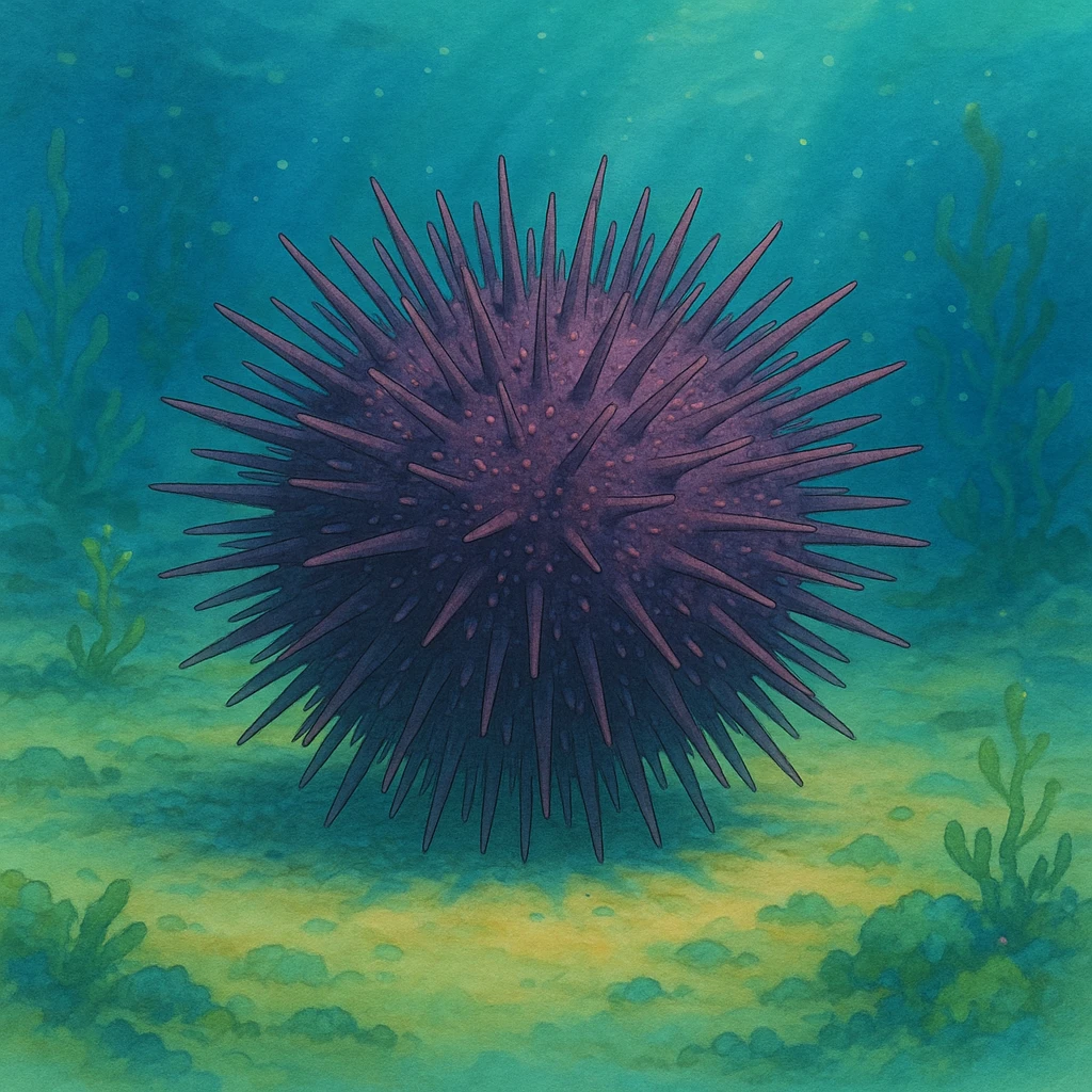sea urchin, detailed, round, spiky, underwater emoji