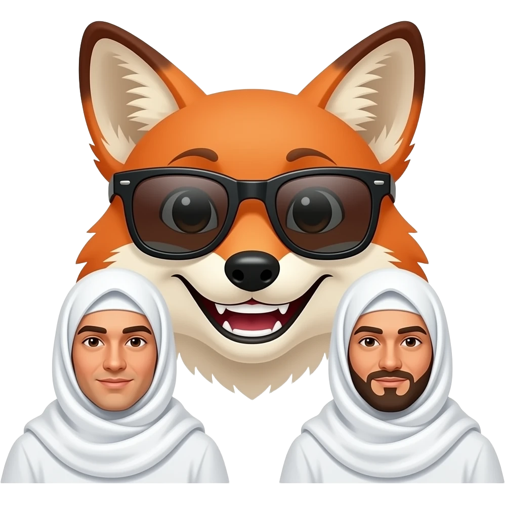 Fox smiley teeth with sunglases and Muslims  White cloths emoji