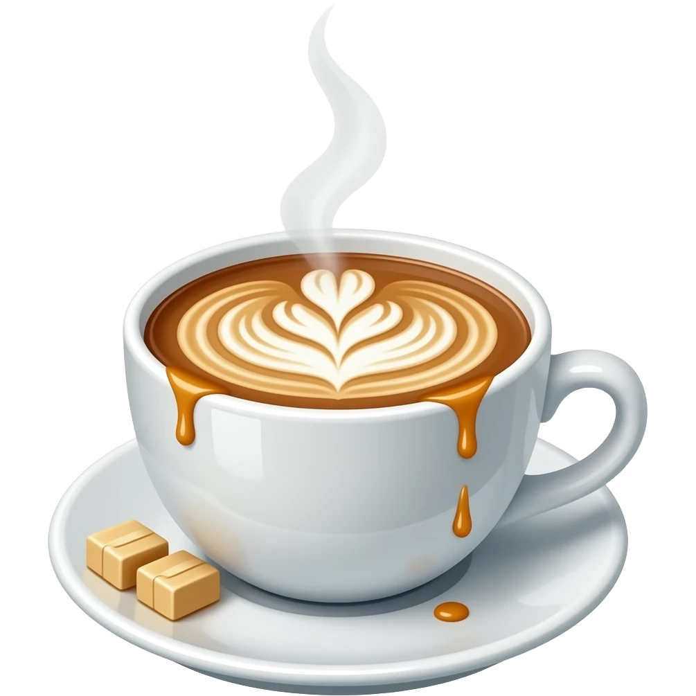 cup of caramel macchiato with caramel emoji