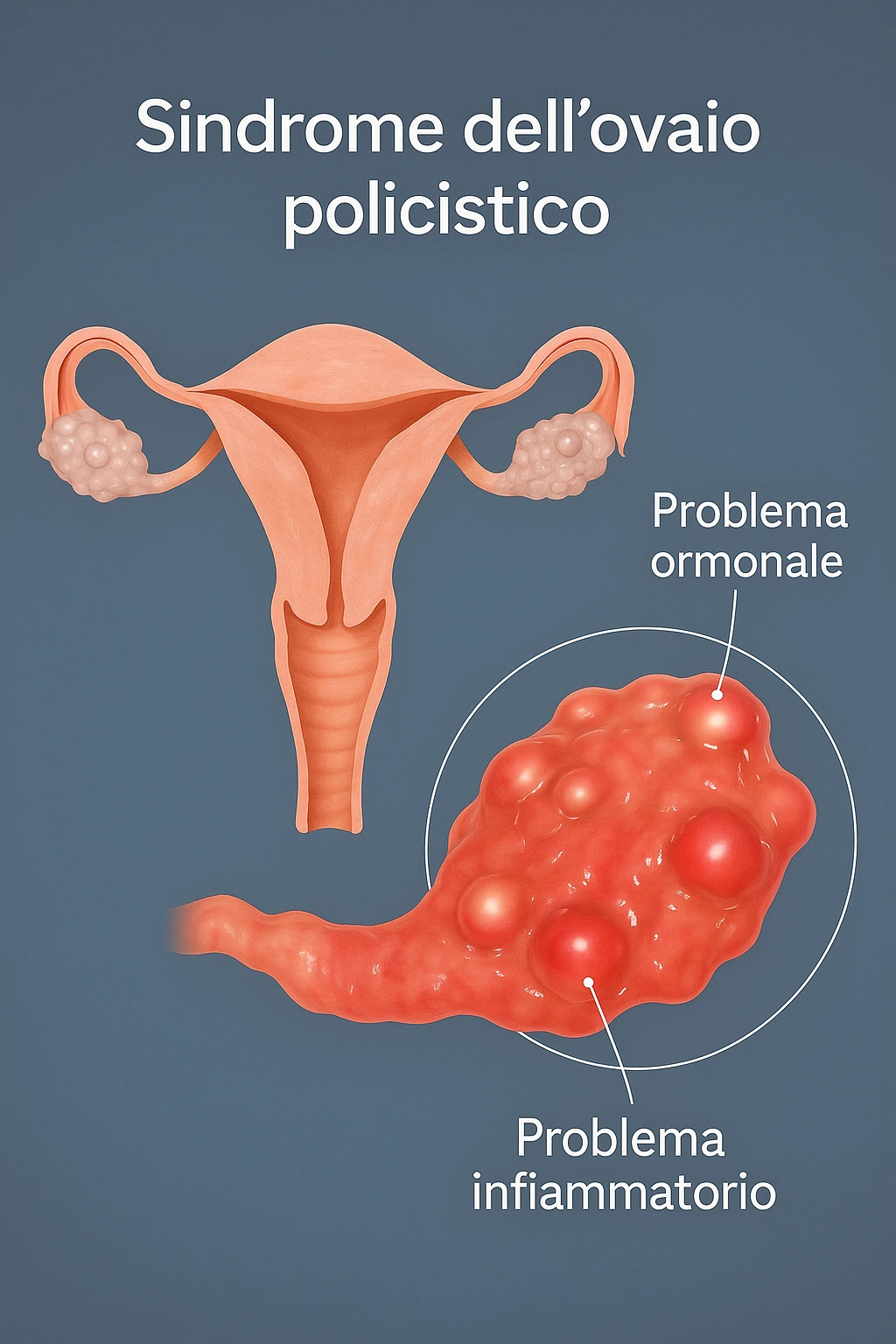 pcos con problema ormonale e infiammatorio SU DONNA in 3d in italiano emoji