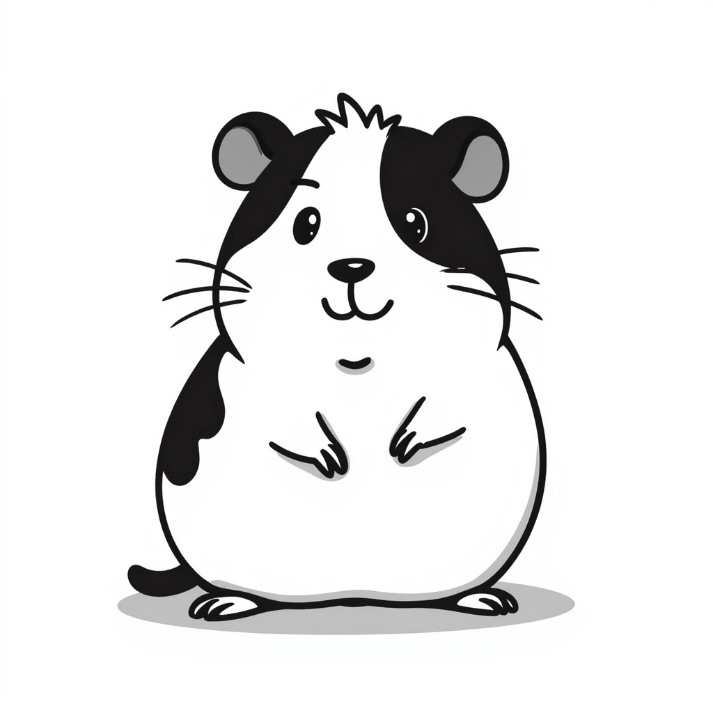 hand-drawn doodle black line drawing of a guinea pig emoji