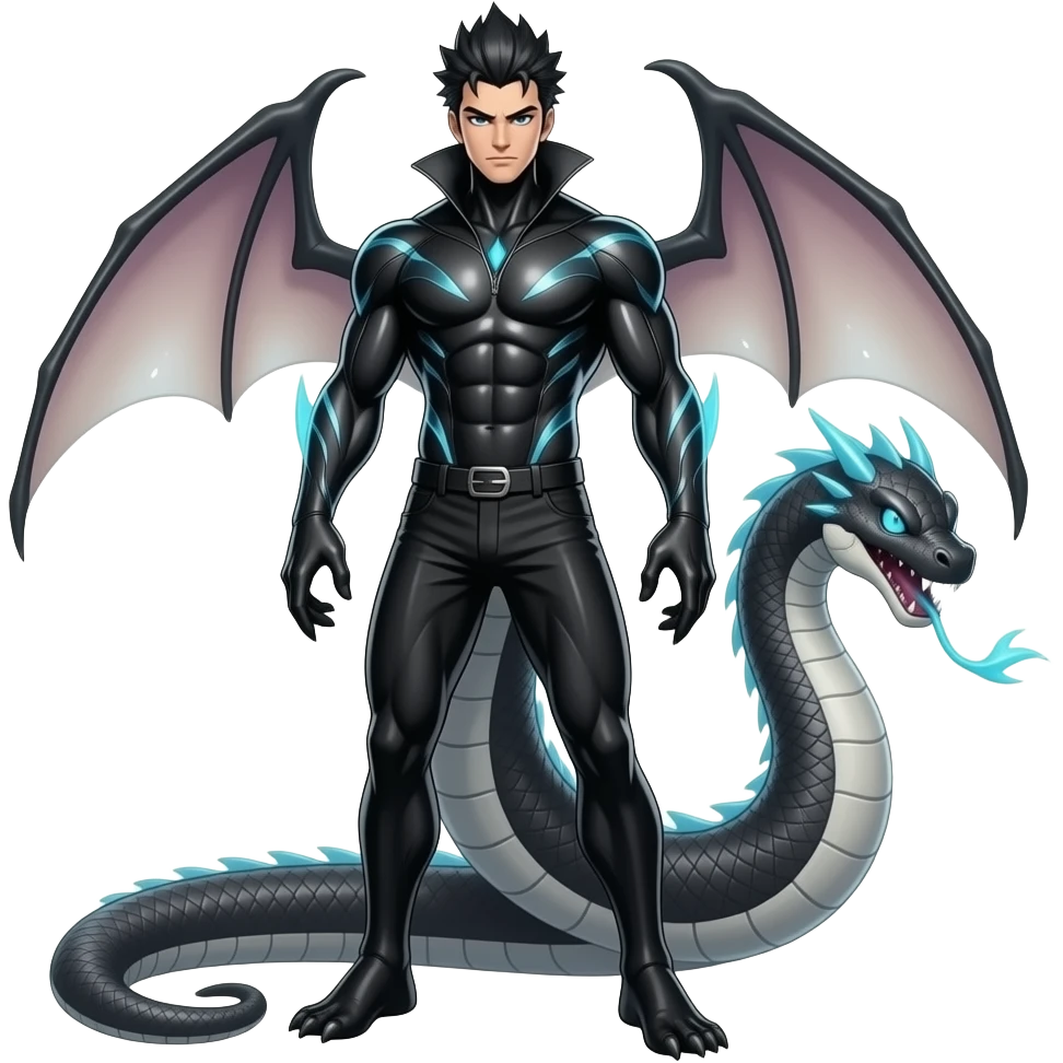 Black lanky elegant evil badass handsome cool beautiful Shiny-Charizard-Salazzle-Seviper-Salandit-fusion emoji