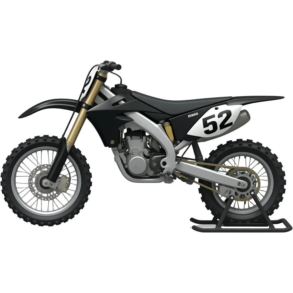 Make a black dirtbike with the number 52 emoji