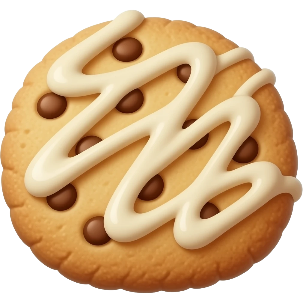 crumble cookie with cookies and cream sauce on top emoji