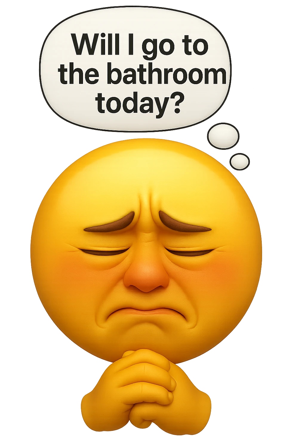 emoji stile iphone che riguarda l'argomento "stipsi/andrò al bagno oggi?", iperrealistico 4k emoji