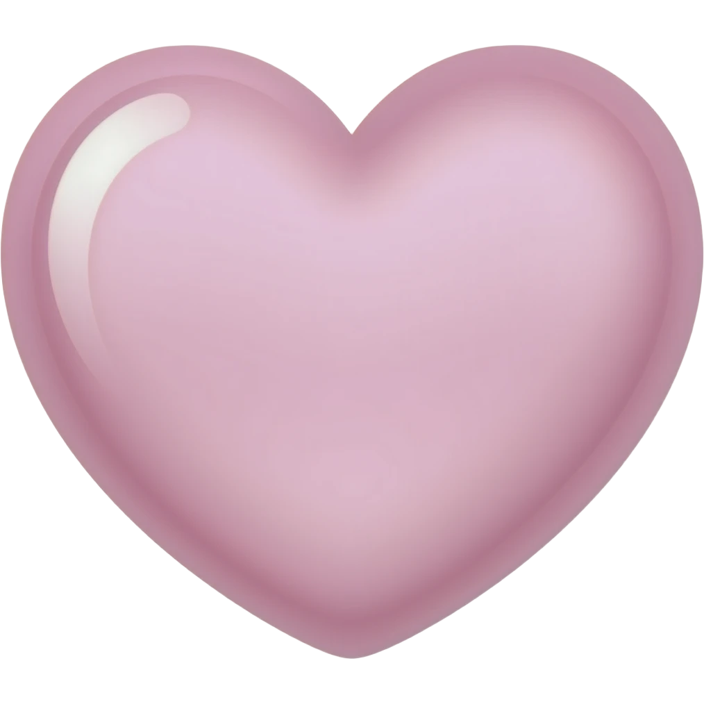 kawaii light pink heart emoji, soft pastel pink color, glossy shine, simple cute icon style emoji