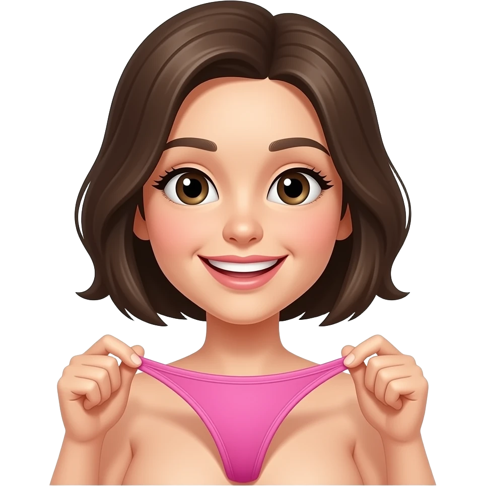 A smiley face with a pink thong holding them emoji