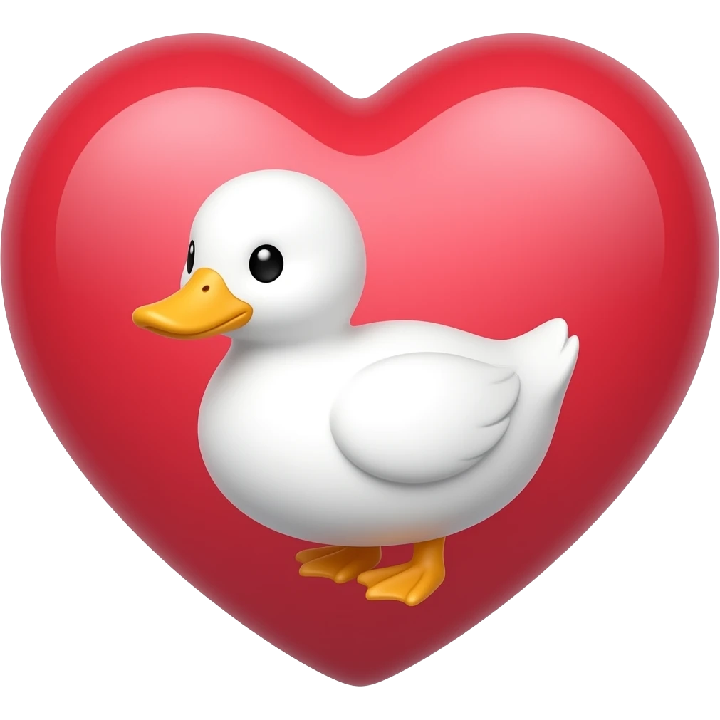 Big heart very small tiny white duck emoji
