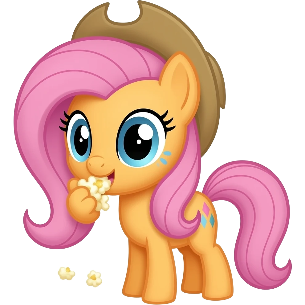 Fluttershy eating popcorn emoji