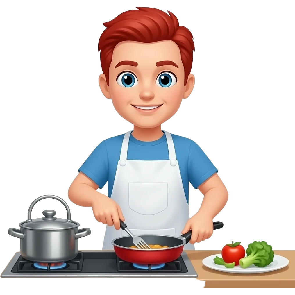 White redhead cooking emoji
