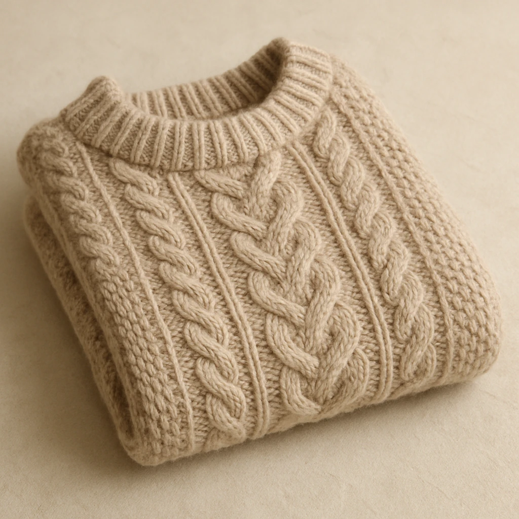 knitted sweater folded neatly, cozy, soft texture emoji