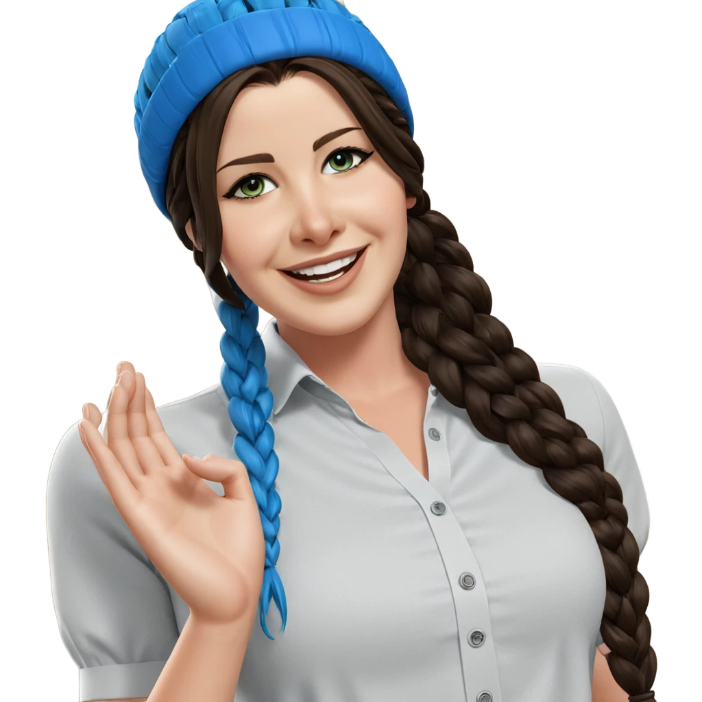 smiling girl with braided hair emoji
