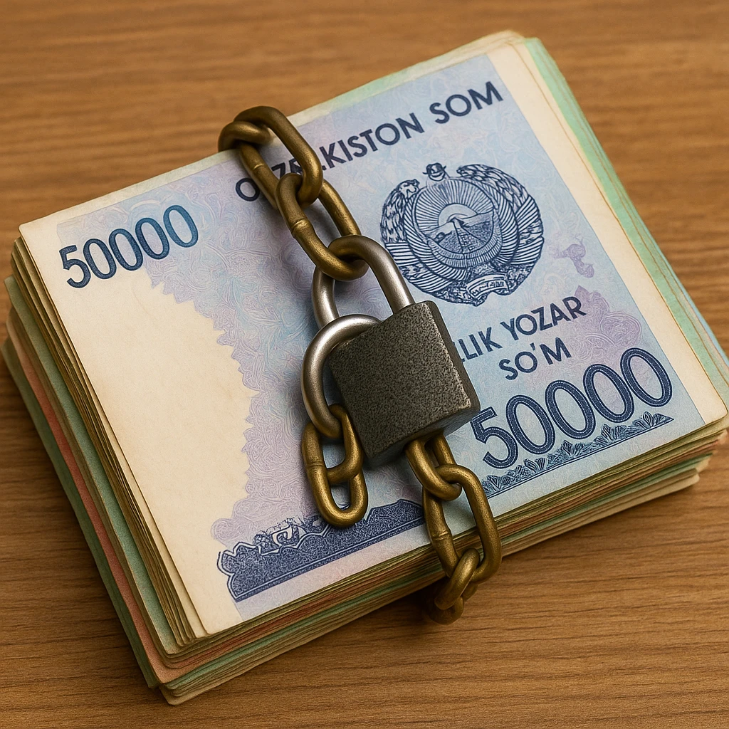 Сгенерируй мне пачку узбекских денег под замком emoji