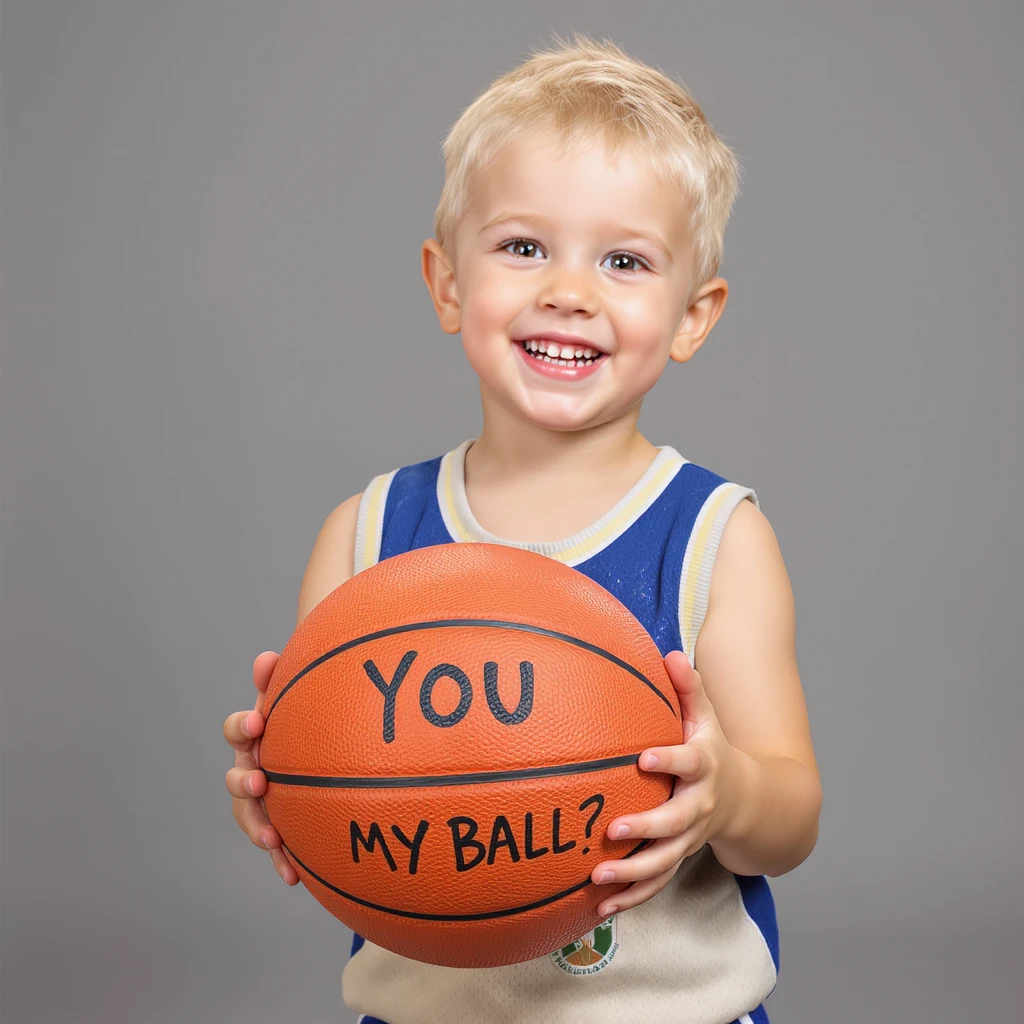 Make Him Happy Smiling
Holding a basket ball 
Add The Word You My Ball?! emoji
