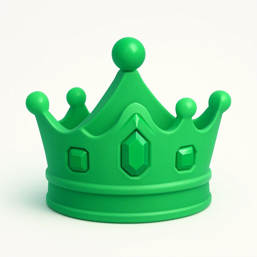 green crown, 3D with emeralds, luxurious and ornate emoji