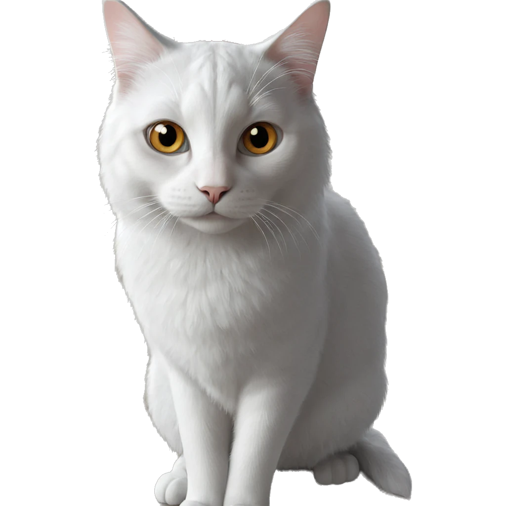 realistic white cat portrait emoji