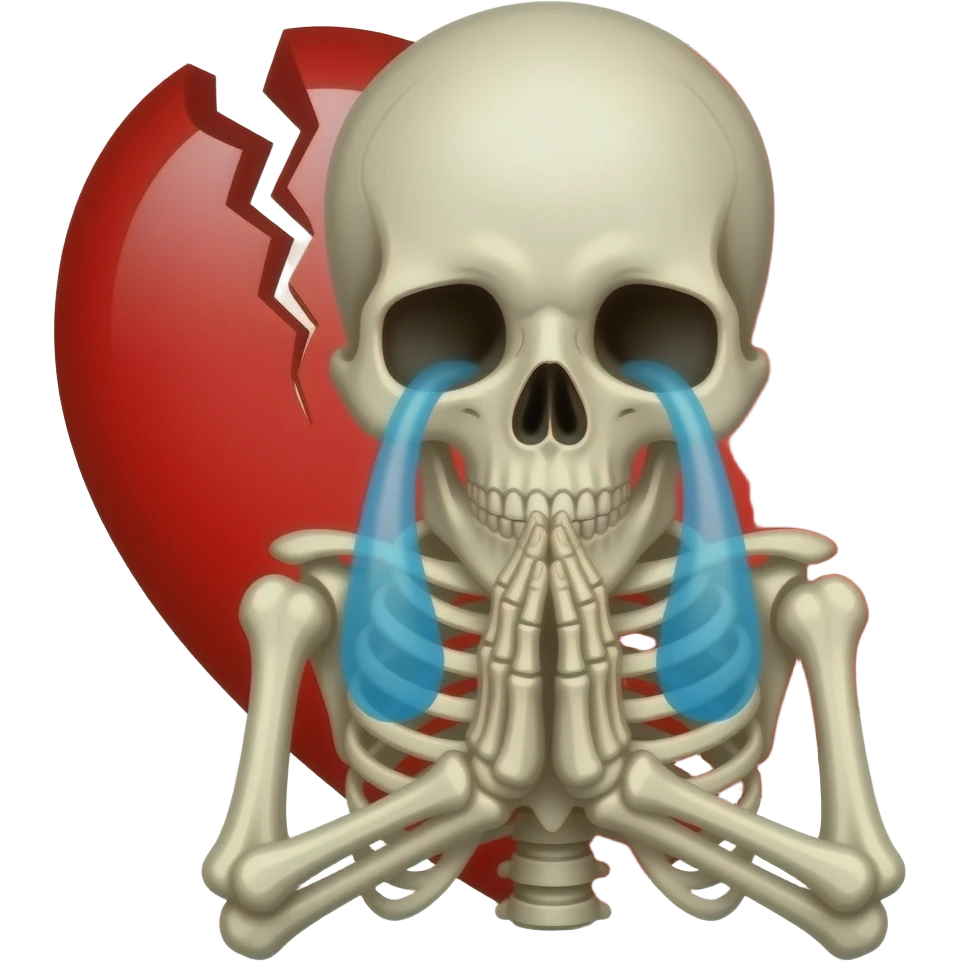 Crying + praying + heartbreak + skull emoji