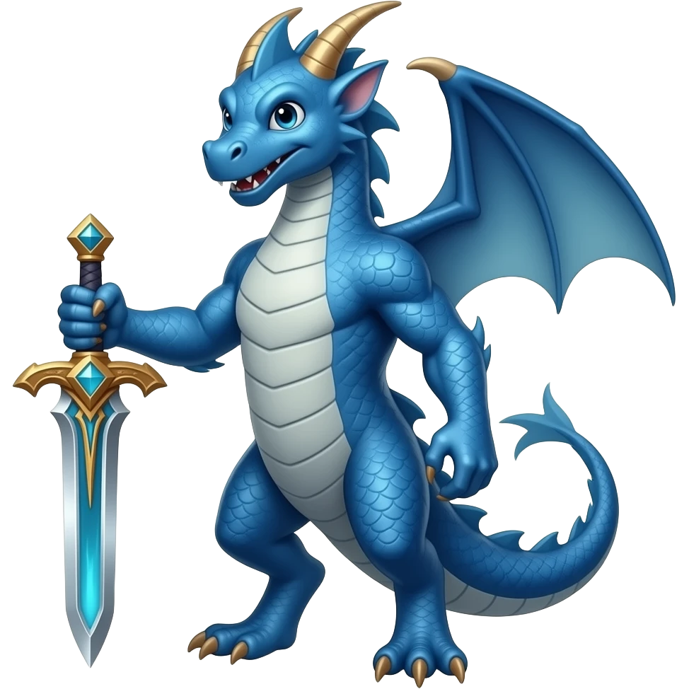 Blue dragon holding LegenD emoji
