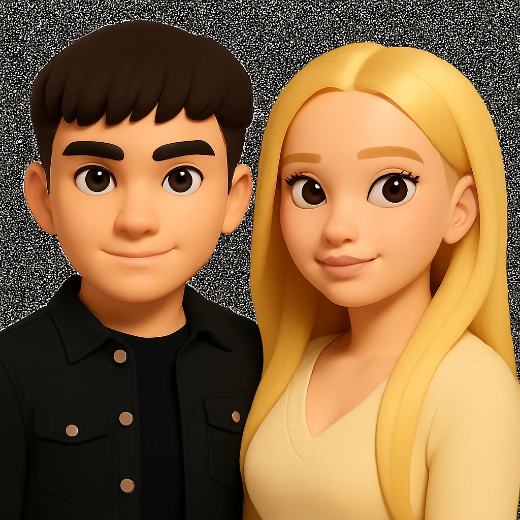 Slightly increase the volume of the upper body of the girl and move her slightly to the right, preserving the style of the image. emoji