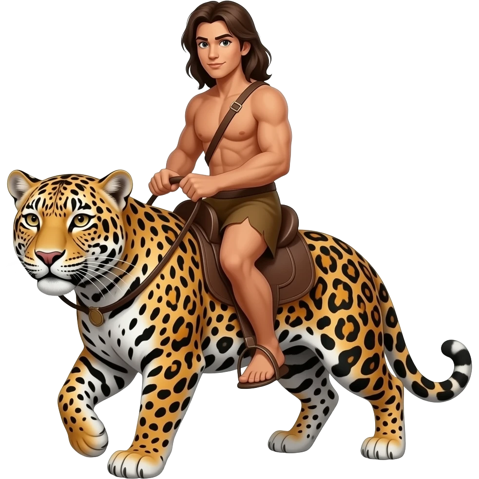 tarzan naik macan tutul emoji