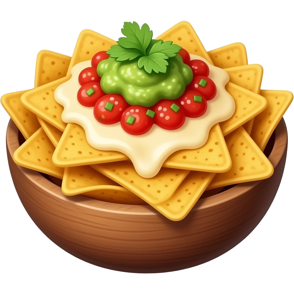 Nachos in a Bowl - Baked with cheese, Salsa and guacamole emoji