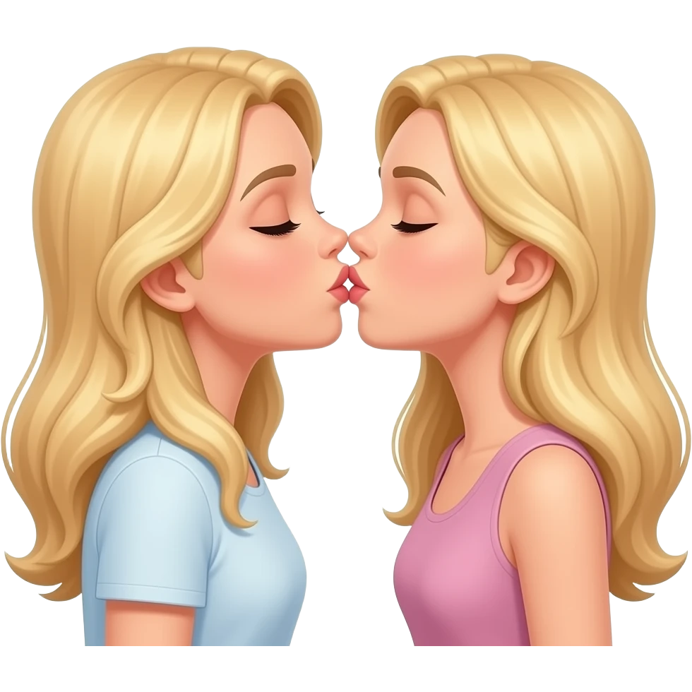 Frau, blonde lange Haare küsst emoji