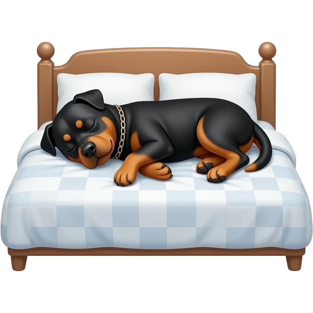 Rotweiler while sleeping on a bed emoji