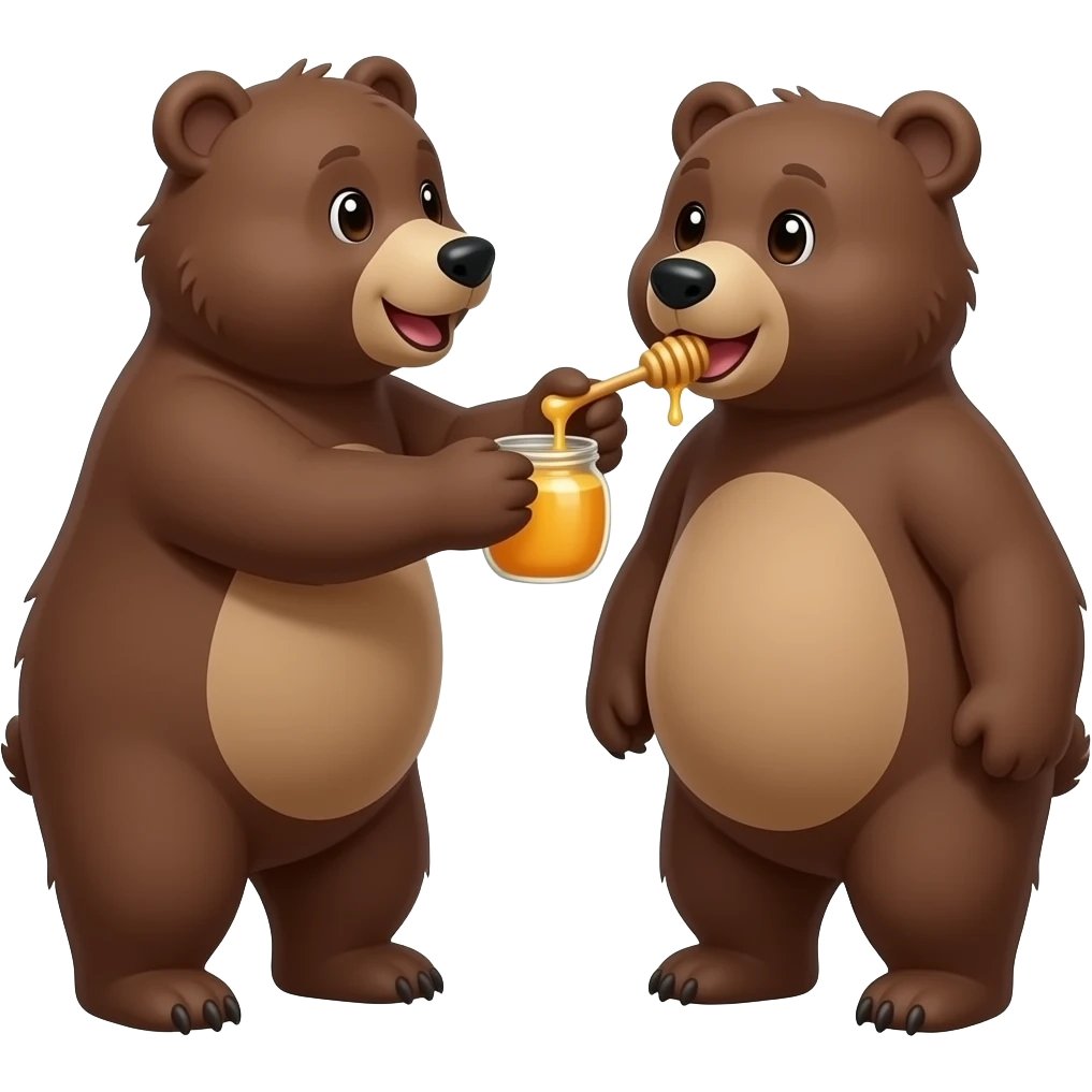 bear honey put it another bears mouth is it good we sew a store emoji
